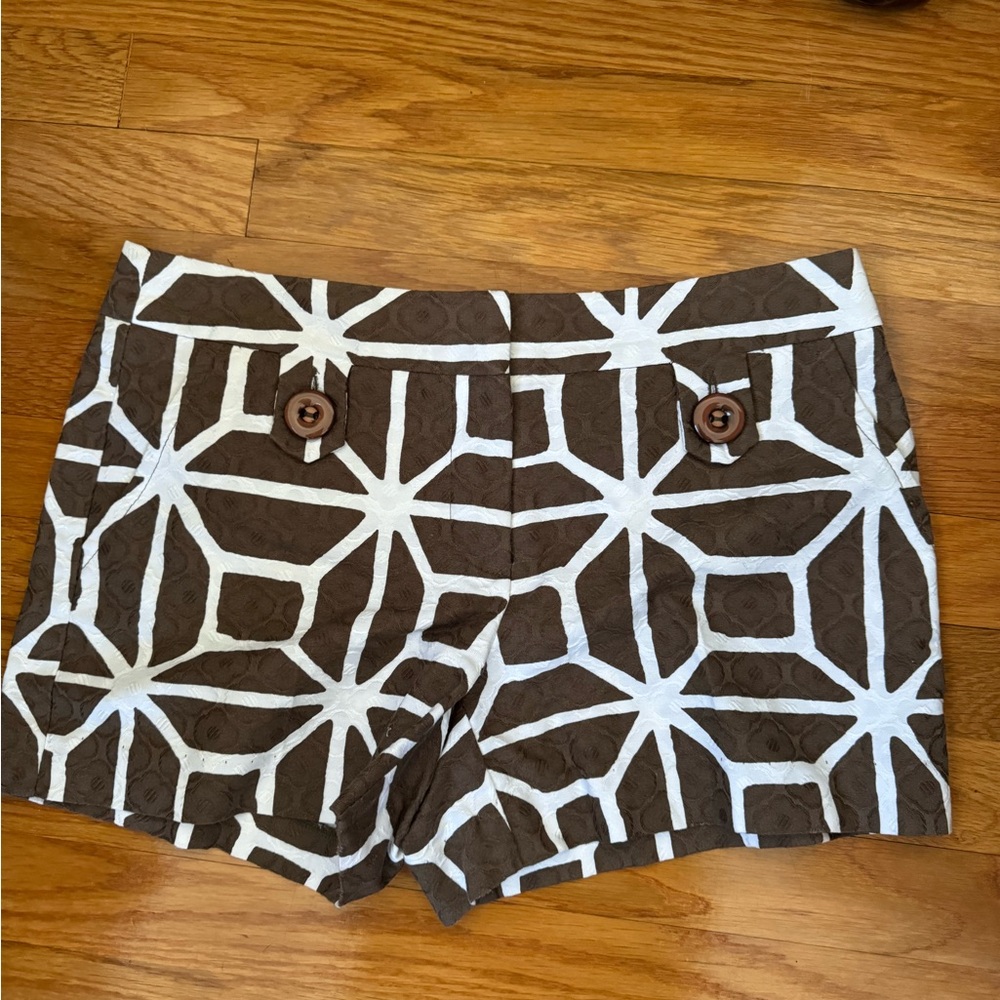Brown and White Patterned Women's Shorts